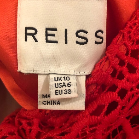 Reiss Red long sleeve lace Midi Dress - Picture 4 of 4